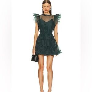 Jonathan Simkhai Green Ruffled Tiered Mini Dress